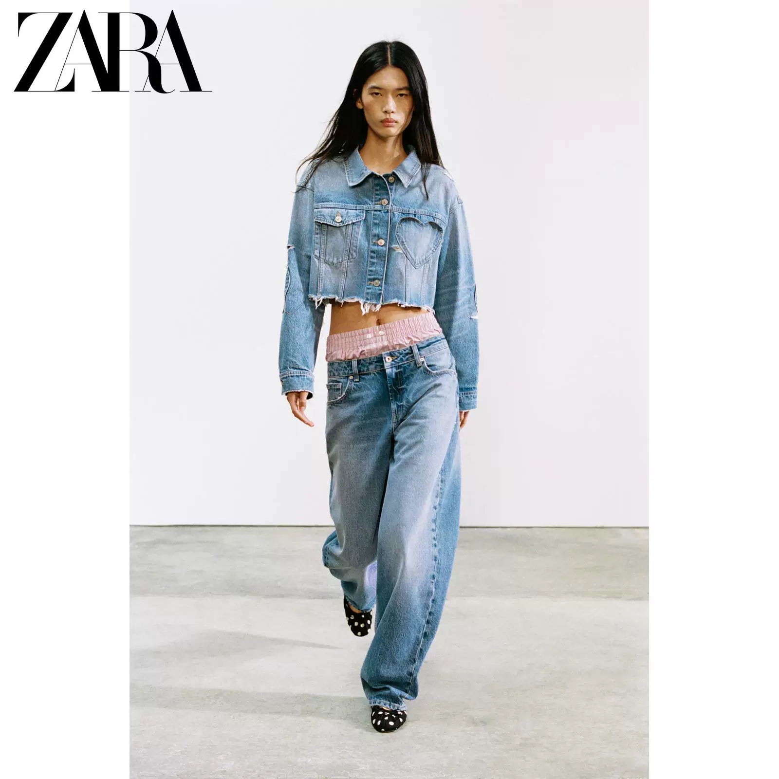 ZARA 26 весна-лето новые поступления TRF женская джинсовая куртка с формой сердца 0695073 400