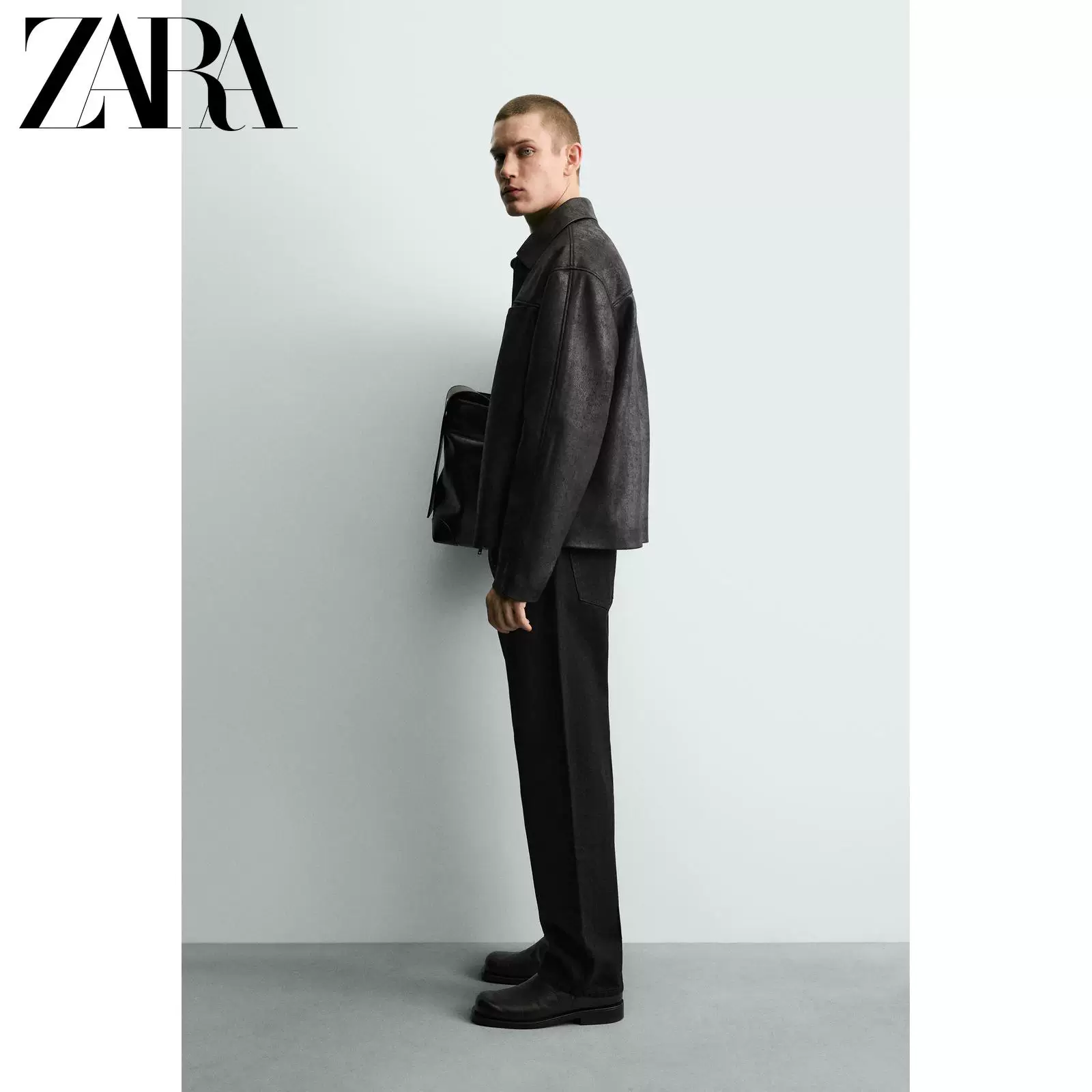 Сезонное распродажа ZARA мужская куртка из кожи с эффектом стирки, молния 2949200 800