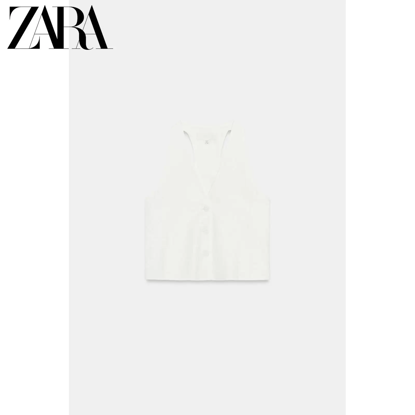 ZARA 2026 весна-лето новая коллекция TRF женский жилет без рукавов из льна с V-образным вырезом Breasted Vest 5427707 251
