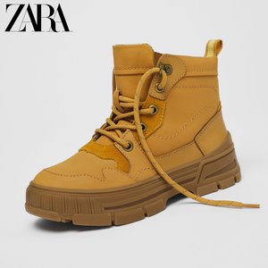 ZARA [折扣季] 儿童鞋男童 深黄色牛皮革短靴子 14100730124