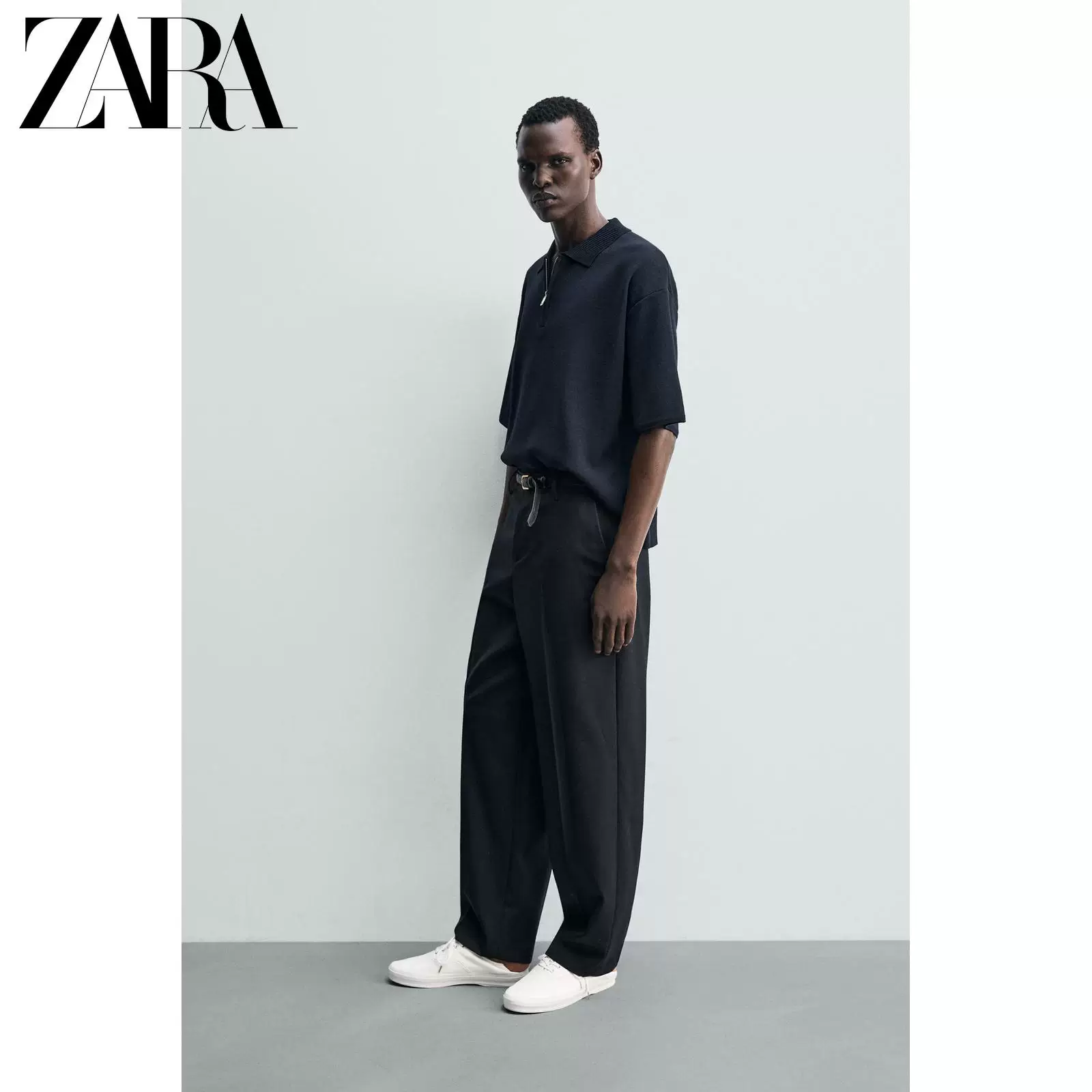 Поло с коротким рукавом и молнией, летнее, короткая связанная ткань от ZARA