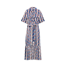 ZARA24 spring new pint womens dress ZW series geometric printed one-piece dress 2183042330