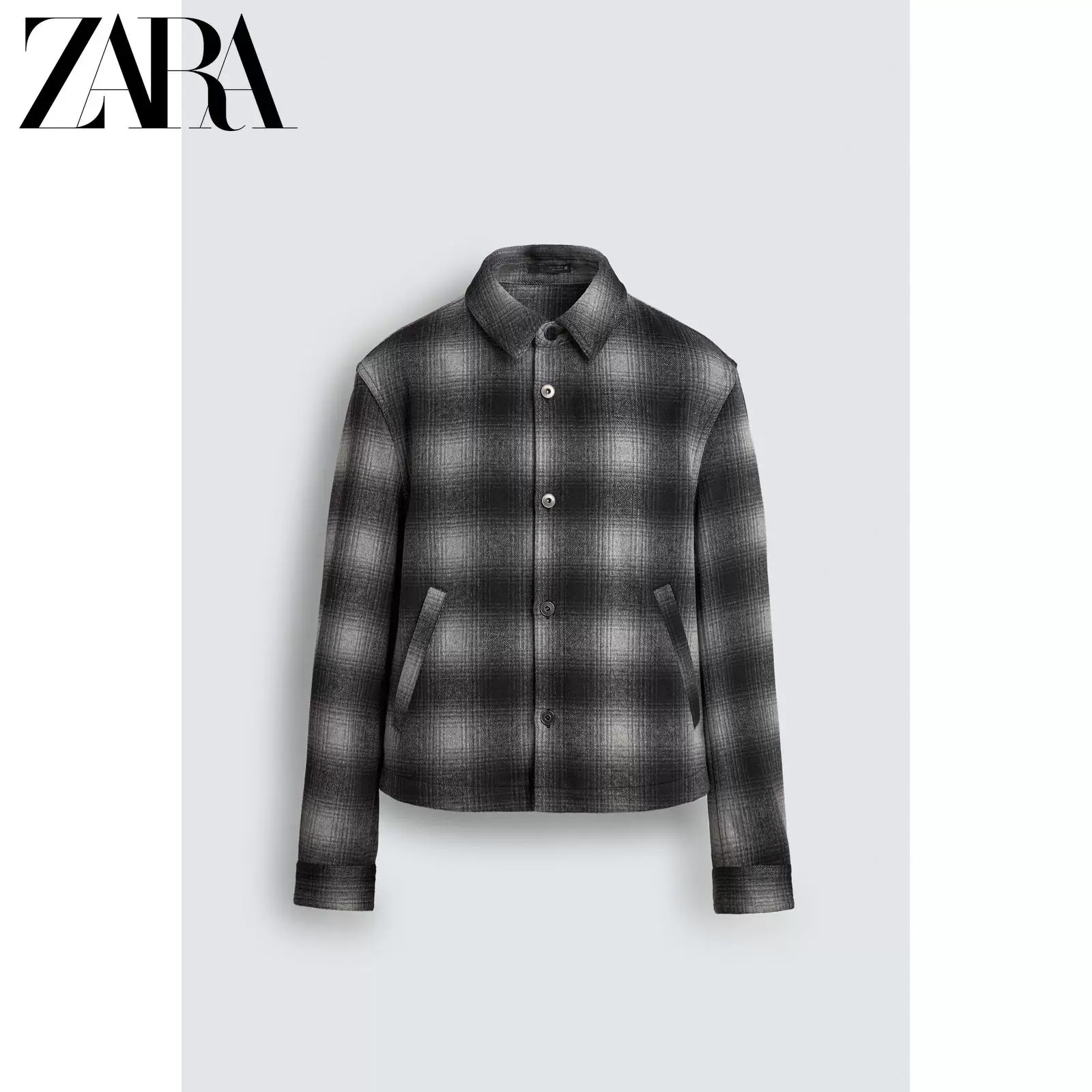 ZARA 2025 Зимние новинки мужская свободная лацканная рубашка с длинным рукавом клетчатая куртка 4391900 084