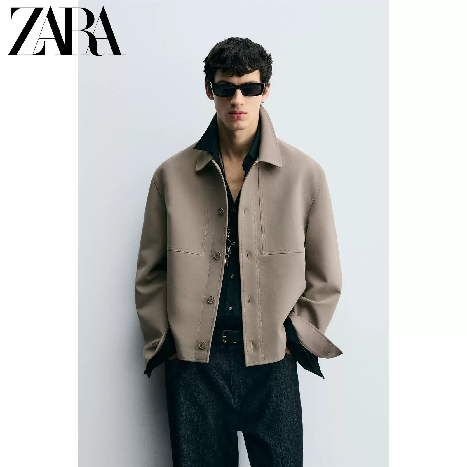 ZARA 2025 осенние новинки мужская куртка-пиджак прямого силуэта с длинными рукавами 6861390 708