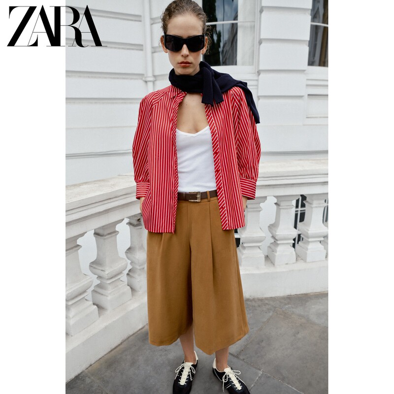 Zara2026 New Autumn Products Women's High-Waisted Pleated Long Casual Shorts with Belt 7747738 700 Zara2026 New Autumn Products Women's High-Waisted Pleated Long Casual Shorts with Belt 7747738 700