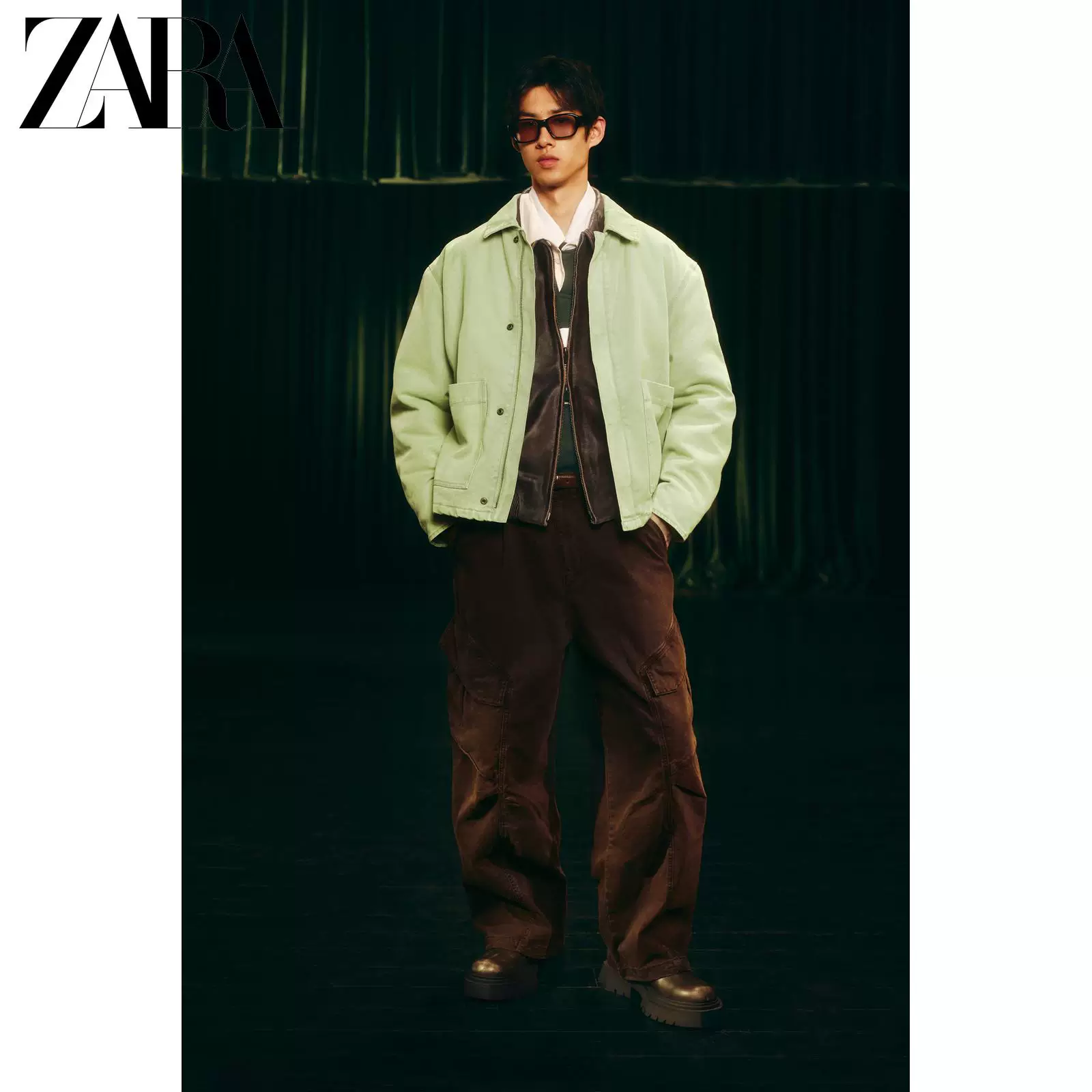 ZARA 2025 зима Новые товары мужская стёганная свободная куртка 4575801 526