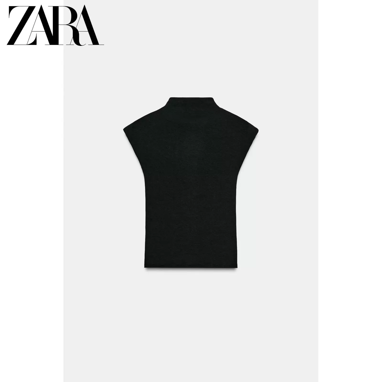 ZARA 2025 Осеннее новое поступление женская водолазка без рукавов из люоцелла смешанное пряже топ 0858730 800