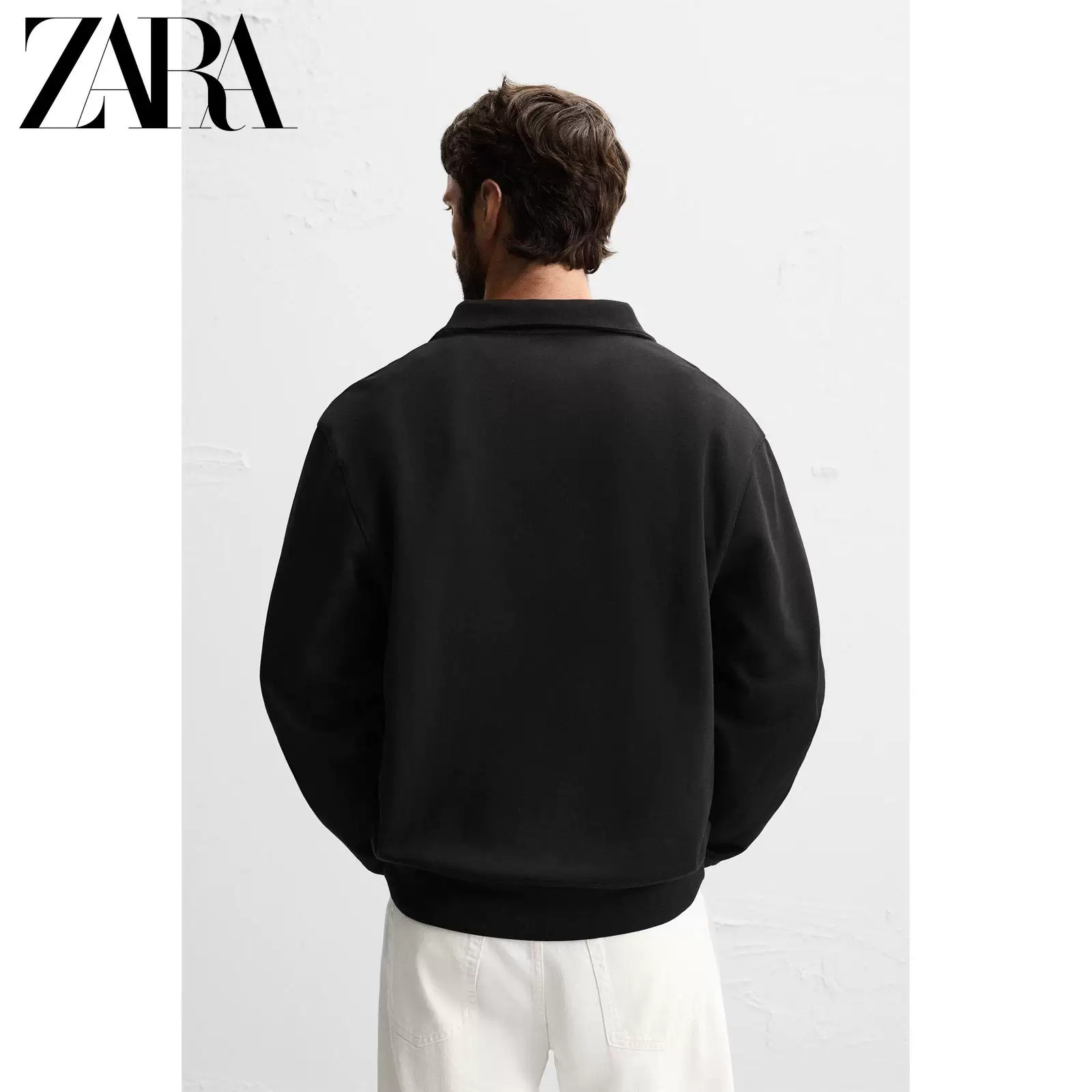 ZARA 2025 Осенние новые товары Мужская базовая полурезинка-куртка slim прямой свитшот 6462311 800