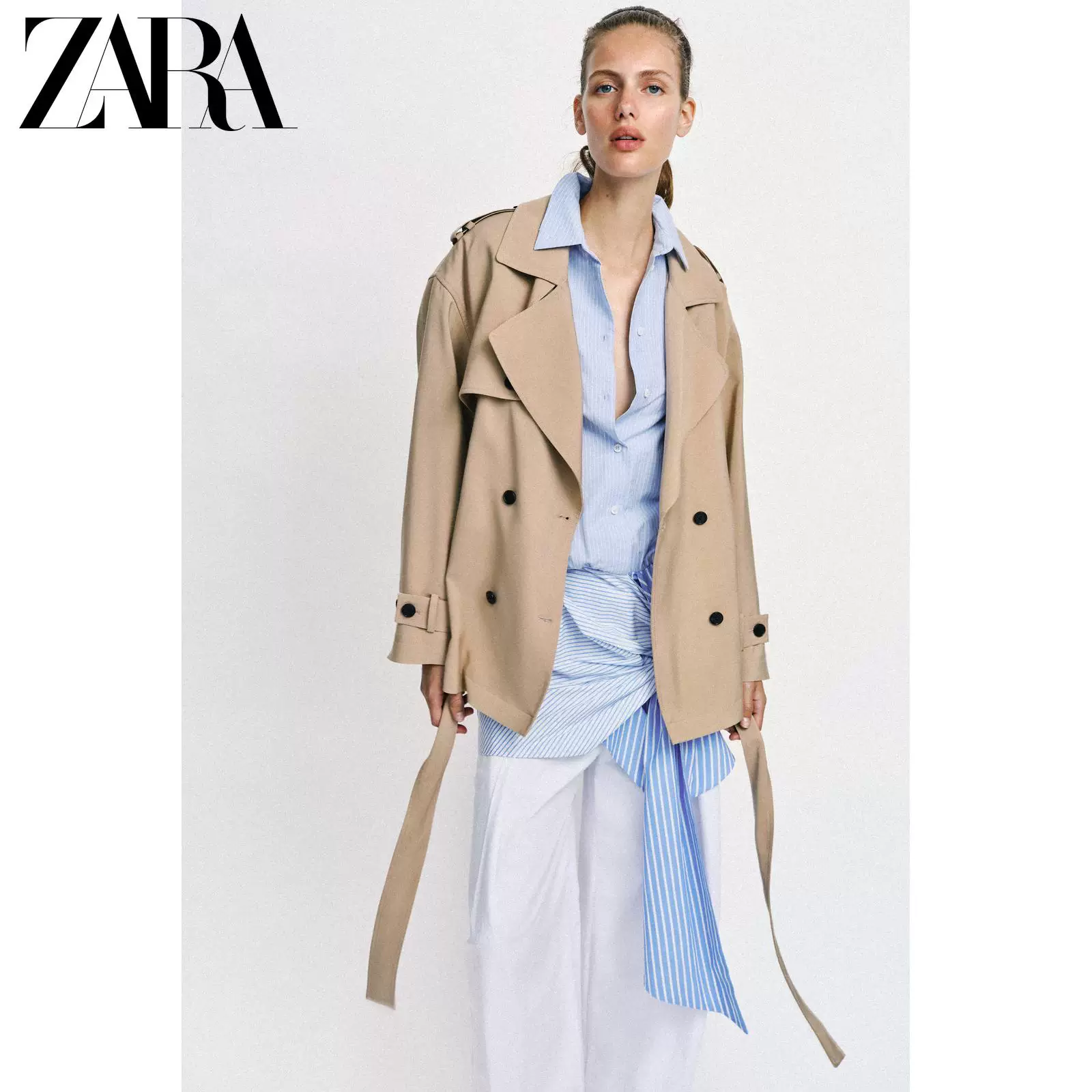 ZARA 2026 весна-лето Новинки женская длинная рукавов плащ переменной пояса куртка 2576530 743