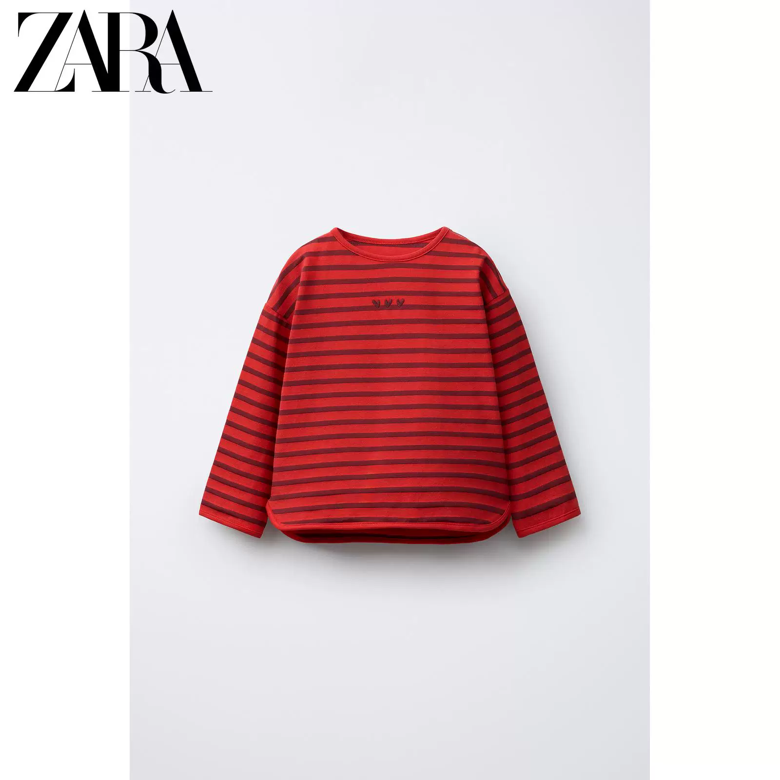 ZARA [2026春夏新品 女婴幼童 红色刺绣饰条纹长袖T恤 1716166 665]
