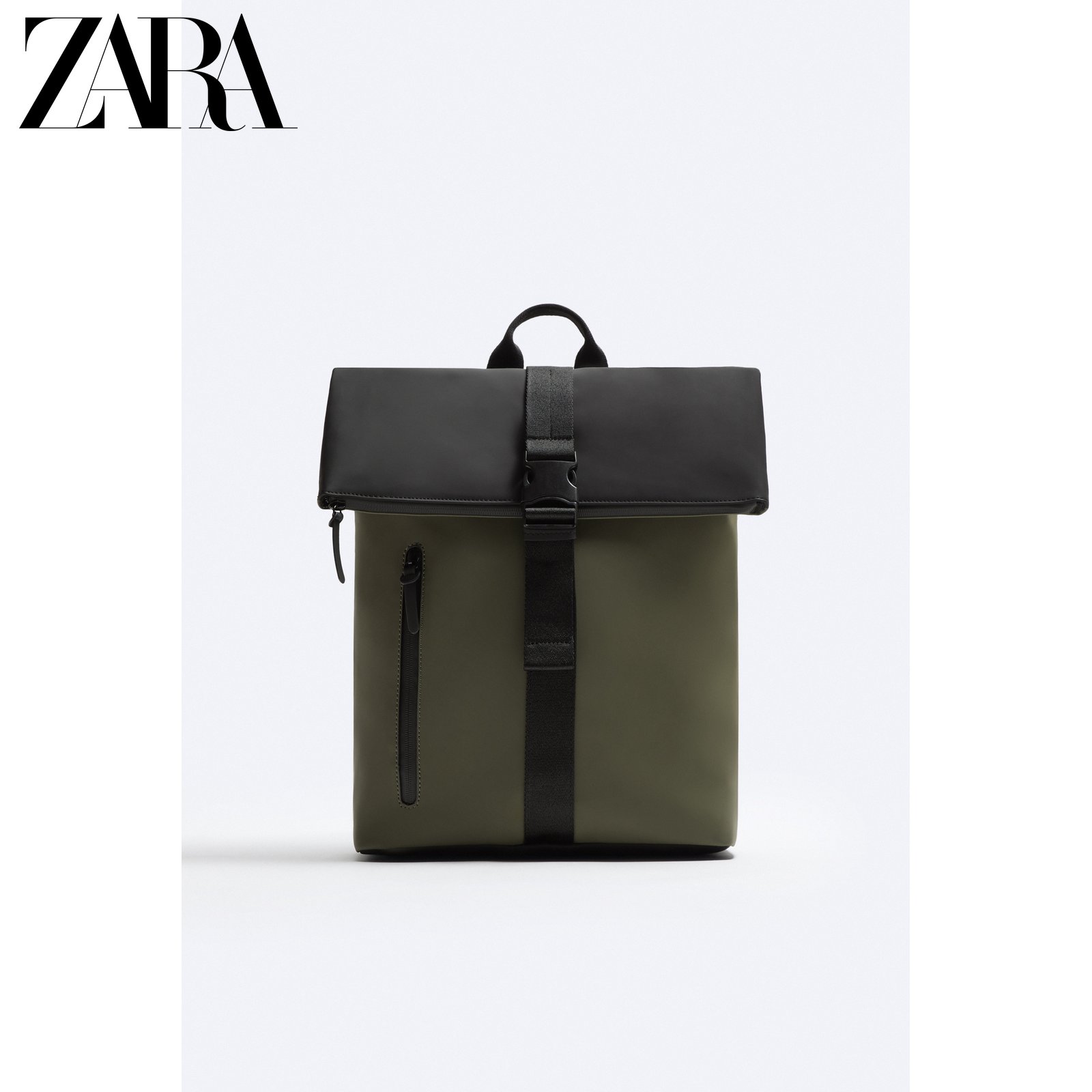 ZARA2023 Winter New Pint Men Bag Card Its Green Large Capacity Clamshell Double Shoulder Backpack 3202320032-Taobao