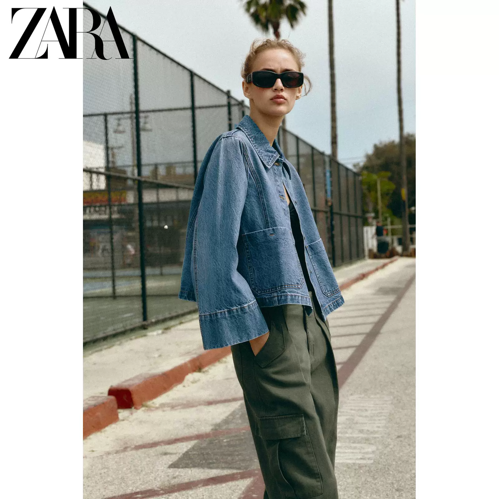 ZARA 2026 весна-лето новая коллекция женская куртка джинсовая длинный рукав короткая Z1975 0108029 427
