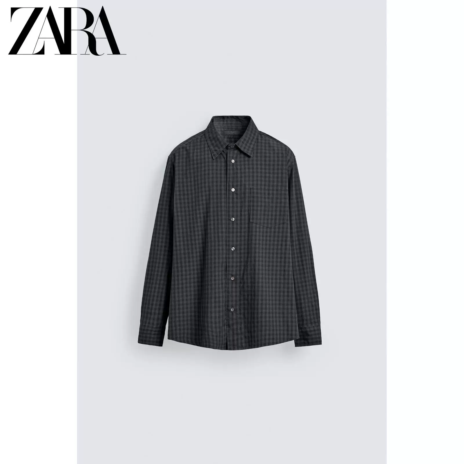 ZARA новые поступления весна-лето 2026 Мужская клетчатая свободная посадка с лацканом рубашка с длинным рукавом 6103414 485