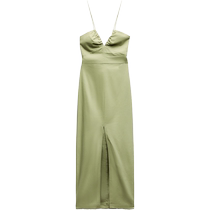 ZARA 24 Summer New Products Womens Dress Linen Harness Majors V Collar Bagpipe Dress 8741057506