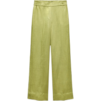 ZARA 2024 autumn new product womens pure linen loose wide-leg comfortable straight pants 8277707 515