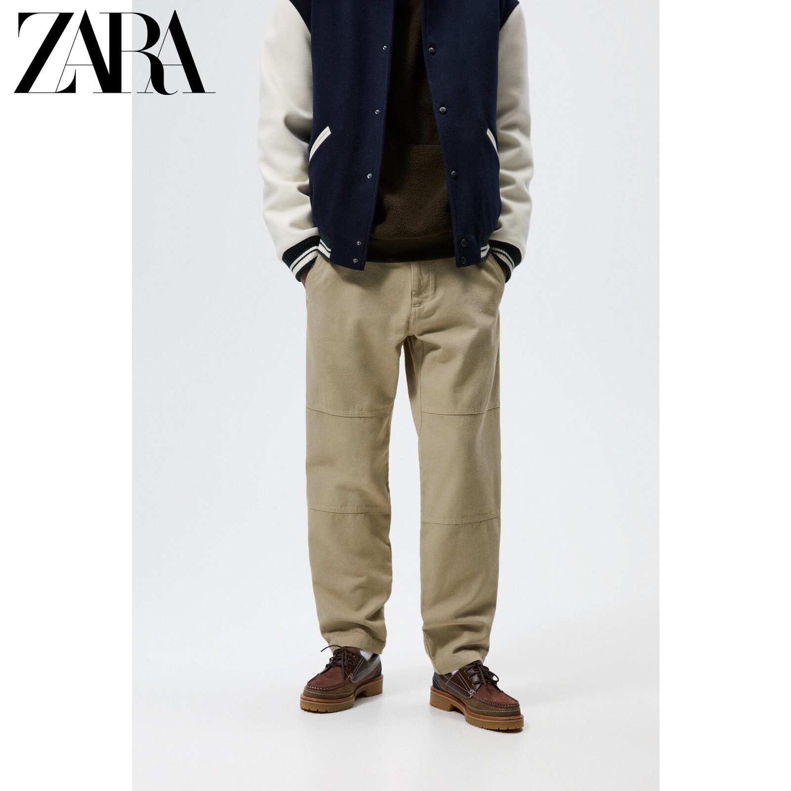 ZARA spring men's clothing cotton texture straight cylinder casual pants 6917409500