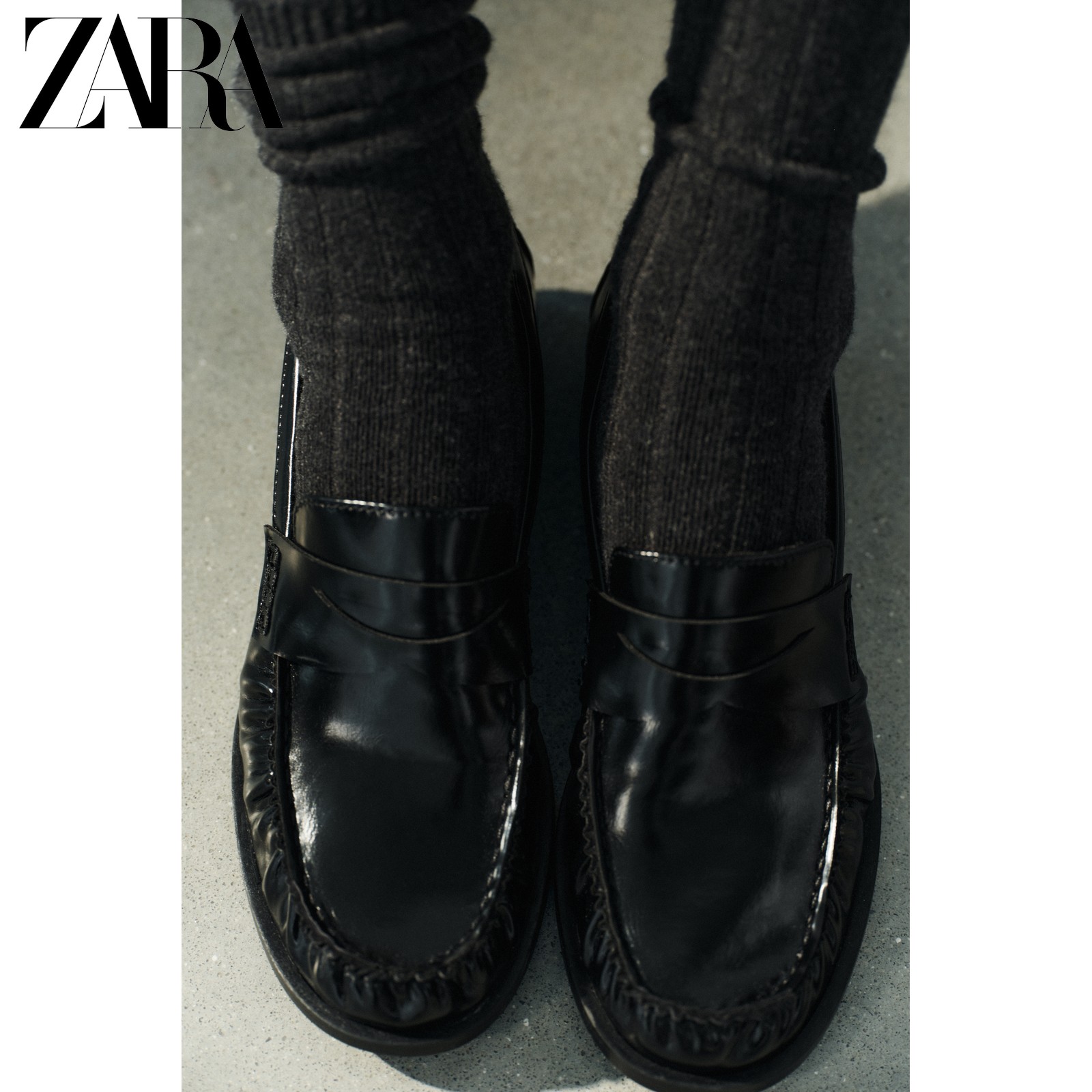 ZARA2026, ранняя осень, новая женская обувь для деловых поездок в британском стиле, туфли-лодочки из лакированной кожи с эффектом "лодочки" 3513810 800 Изображение 1
