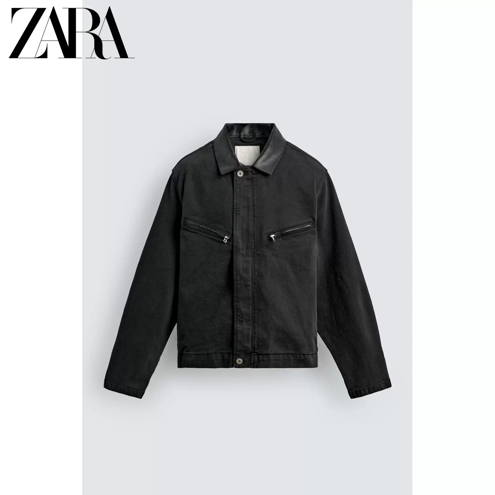 ZARA 2026 весна-лето новые поступления мужская свободная джинсовая куртка с разрезами по груди, лацканы, 0122477 800