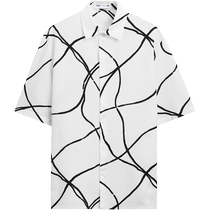 ZARA24 new summer products mens cool seersucker printed lapel short-sleeved shirt 7380574 020