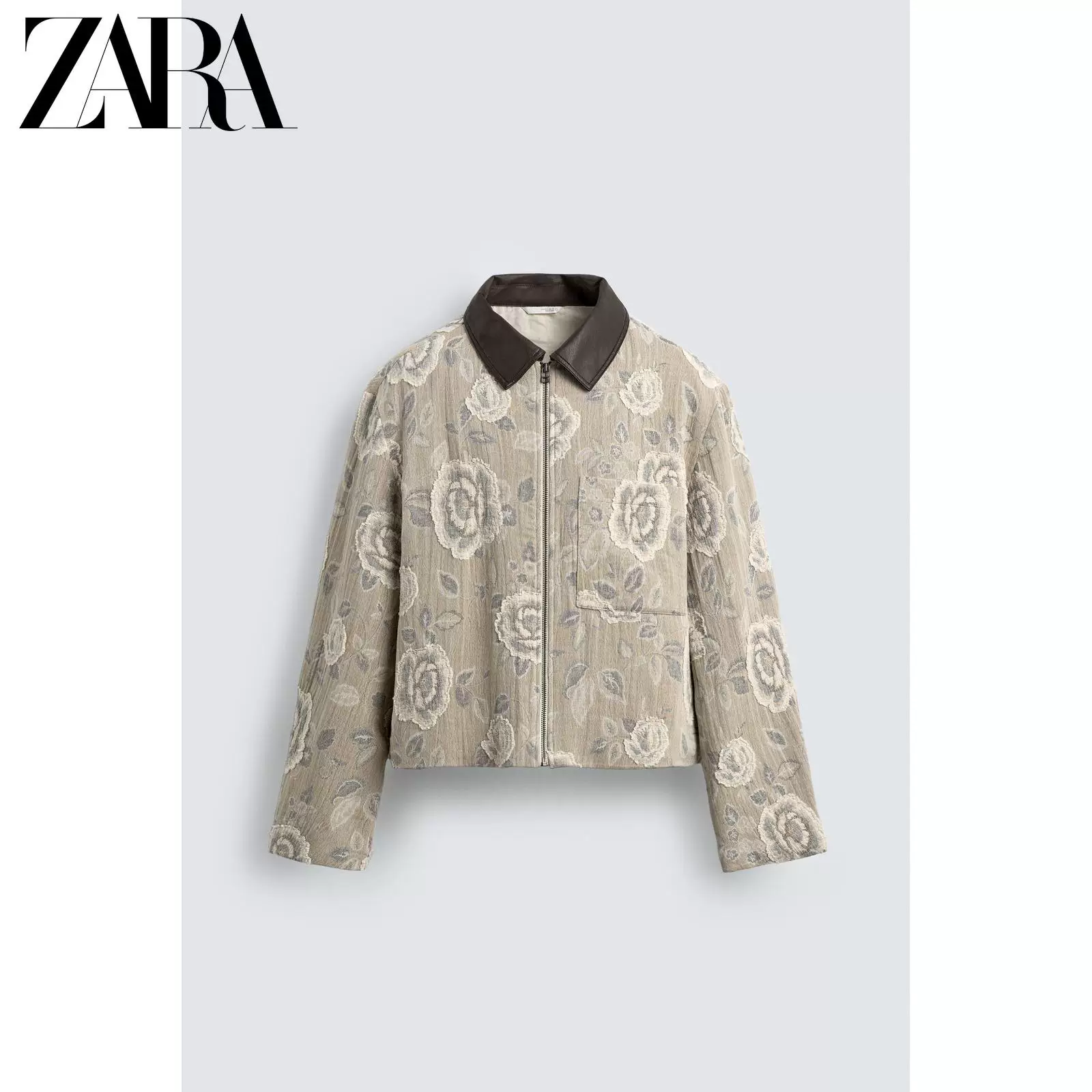 ZARA 2026 весна-лето новые поступления мужская неравномерная цветочная жаккардовая короткая куртка 0624400 731