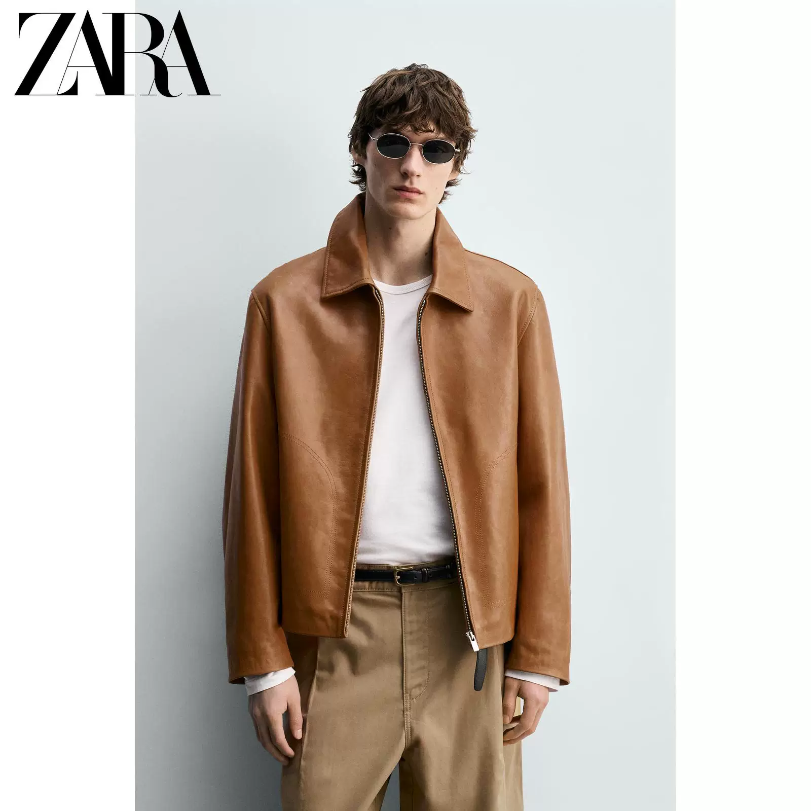 ZARA 2026 весна-лето новые изделия мужская тонкая прямая кожаная куртка кожаная куртка 5479405 732