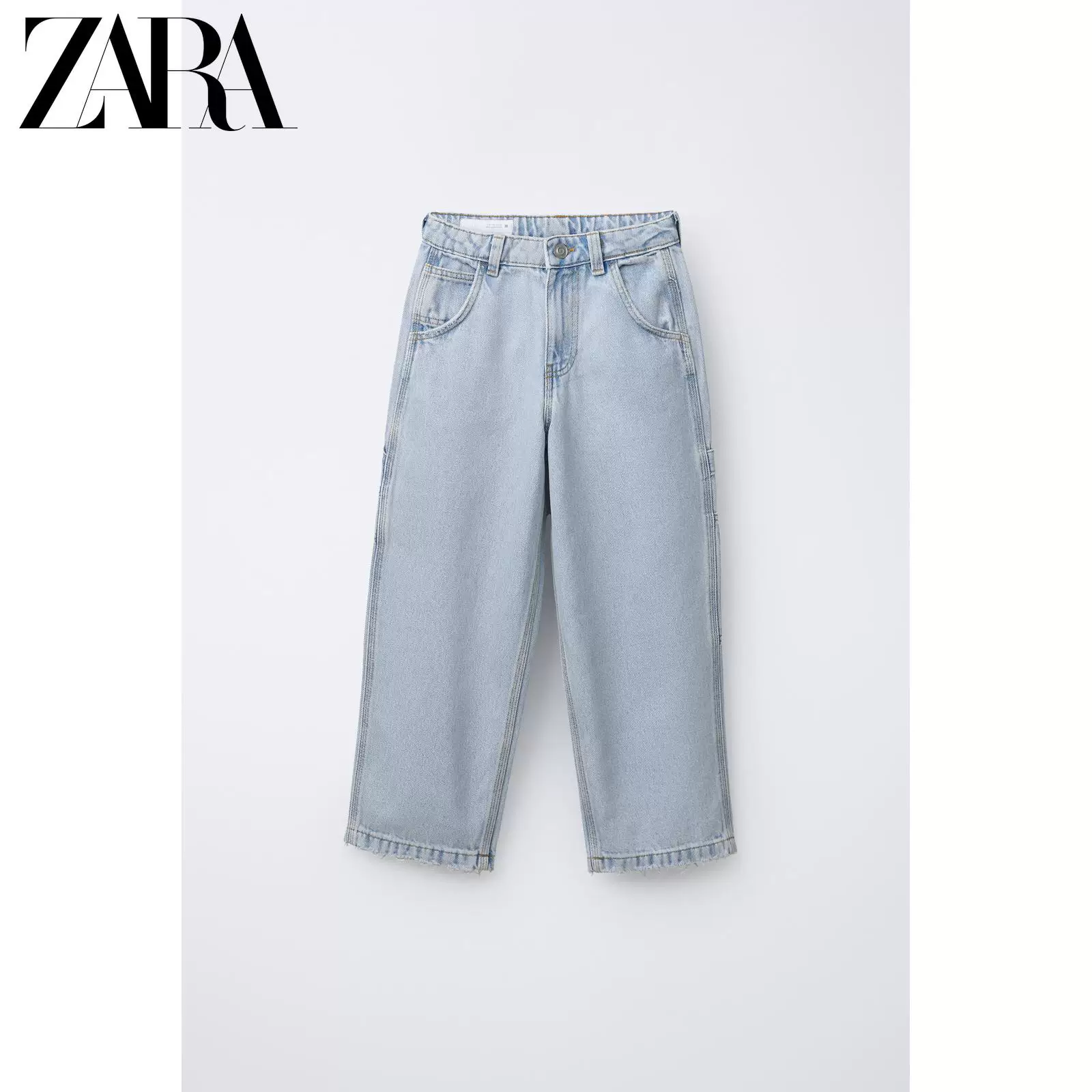 ZARA 2026 весна-лето новинки Детская одежда Мальчики Лейбл Рабочий стиль Повседневные джинсы 1630606 400
