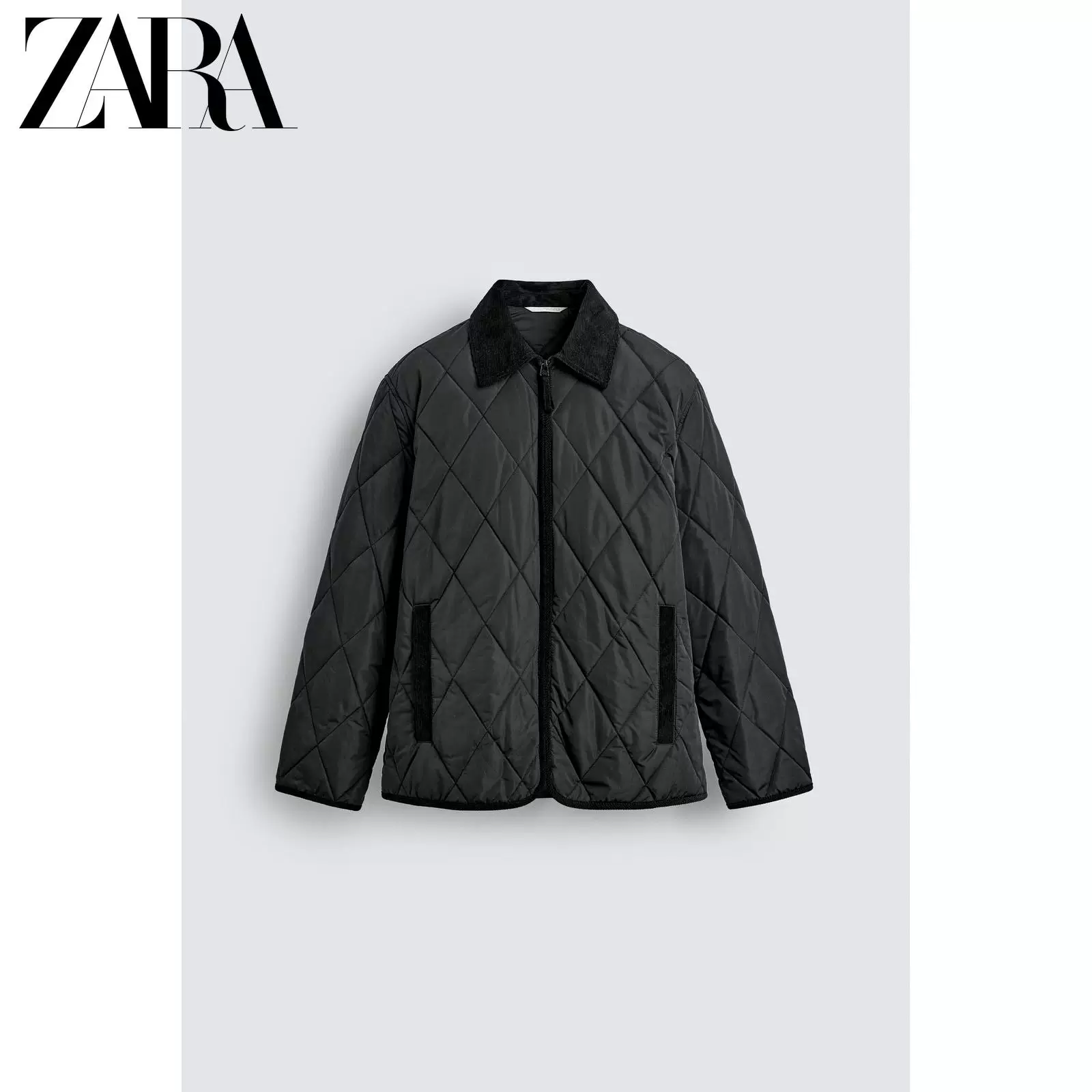 ZARA осень 2025 Новинки мужская куртка из дамасской велюровой жакет лацкан молния начесанная 3286551 800
