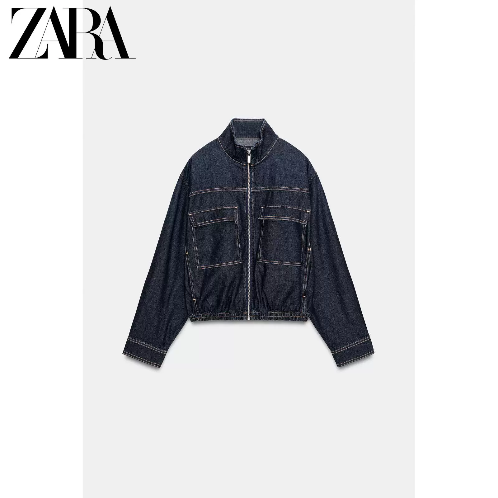 ЖЕНСКАЯ куртка-бомбер из денима с воротником-стойкой ZARA 26 весна-лето новые поступления Z1975 4083033 407