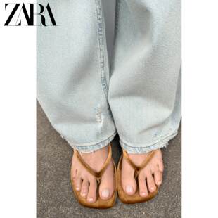 ZARA 2026 новая весна и лето Вкус обувь женская бархат эффект Кот квадратная головка ступня сандалии  3308710 710