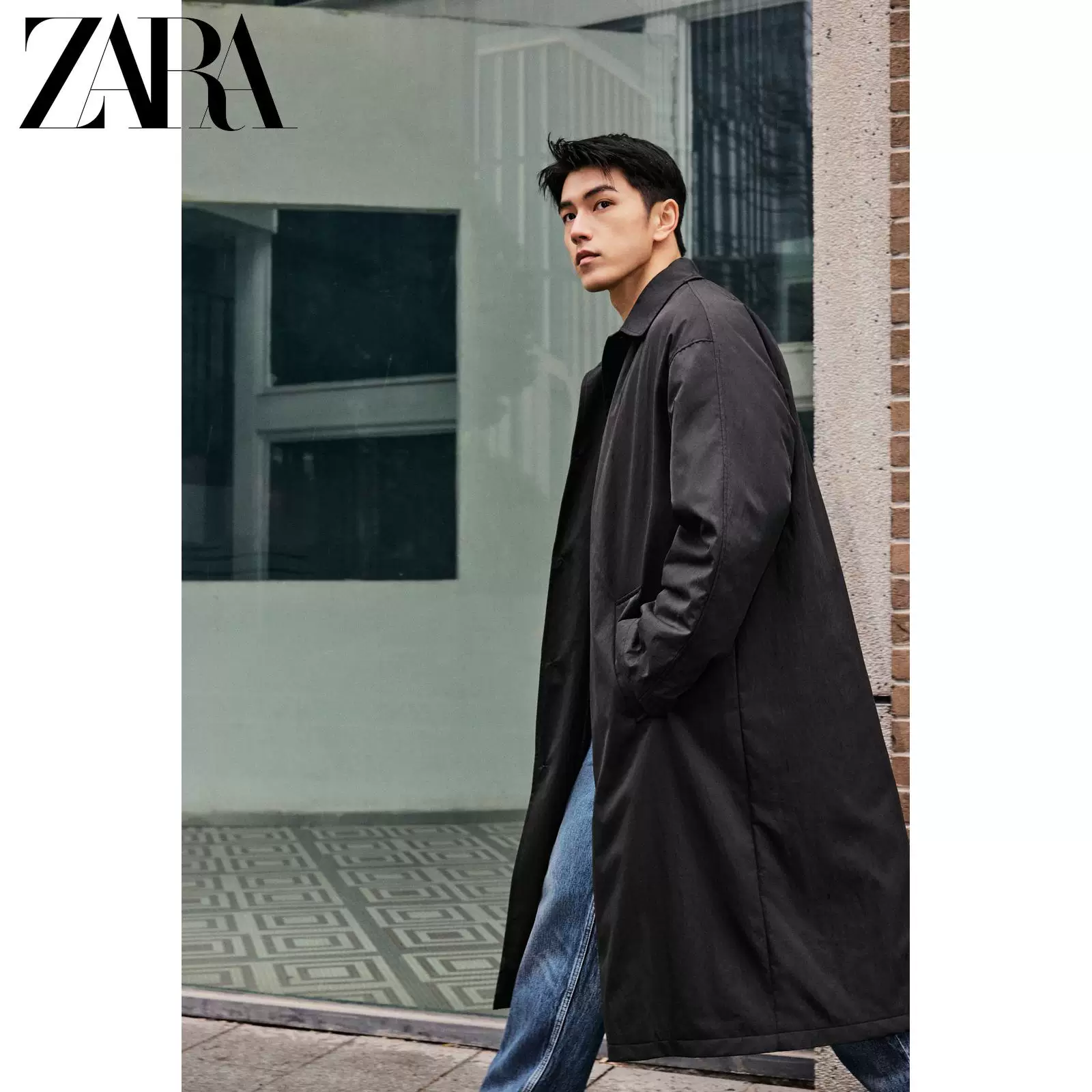 ZARA 2025 осенняя новая коллекция мужская Loose Technical Fabric Cotton Windbreaker Jacket 5070850 800