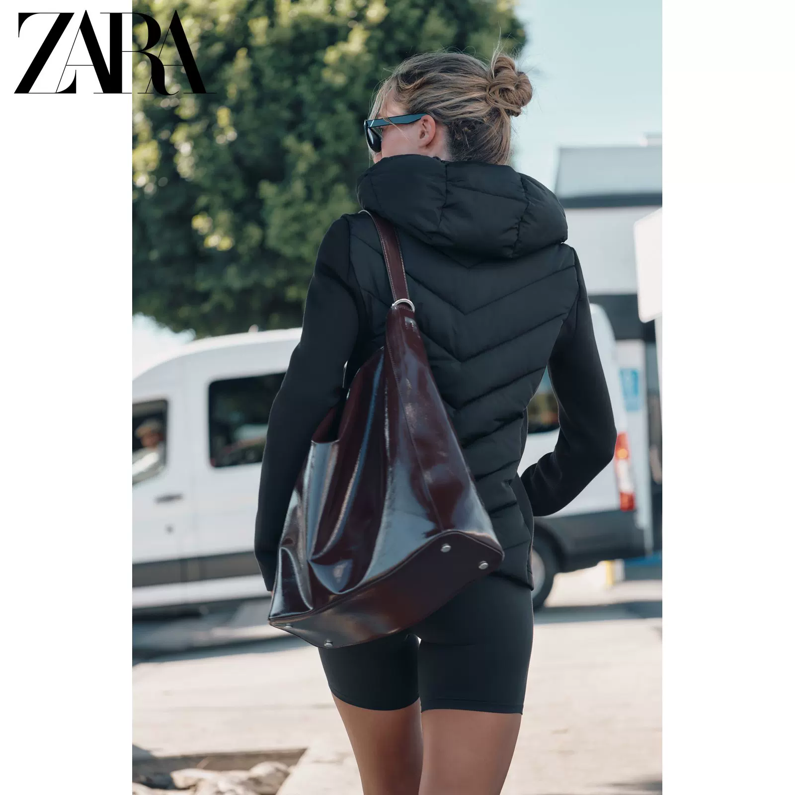 ZARA Летняя куртка с длинным рукавом и капюшоном, пуховик, Slim fit