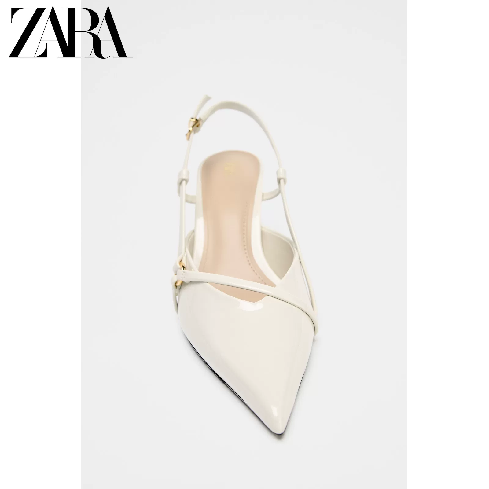 ZARA Discount season women's shoes white buckle strap pointed toe stilettos 3529510 850