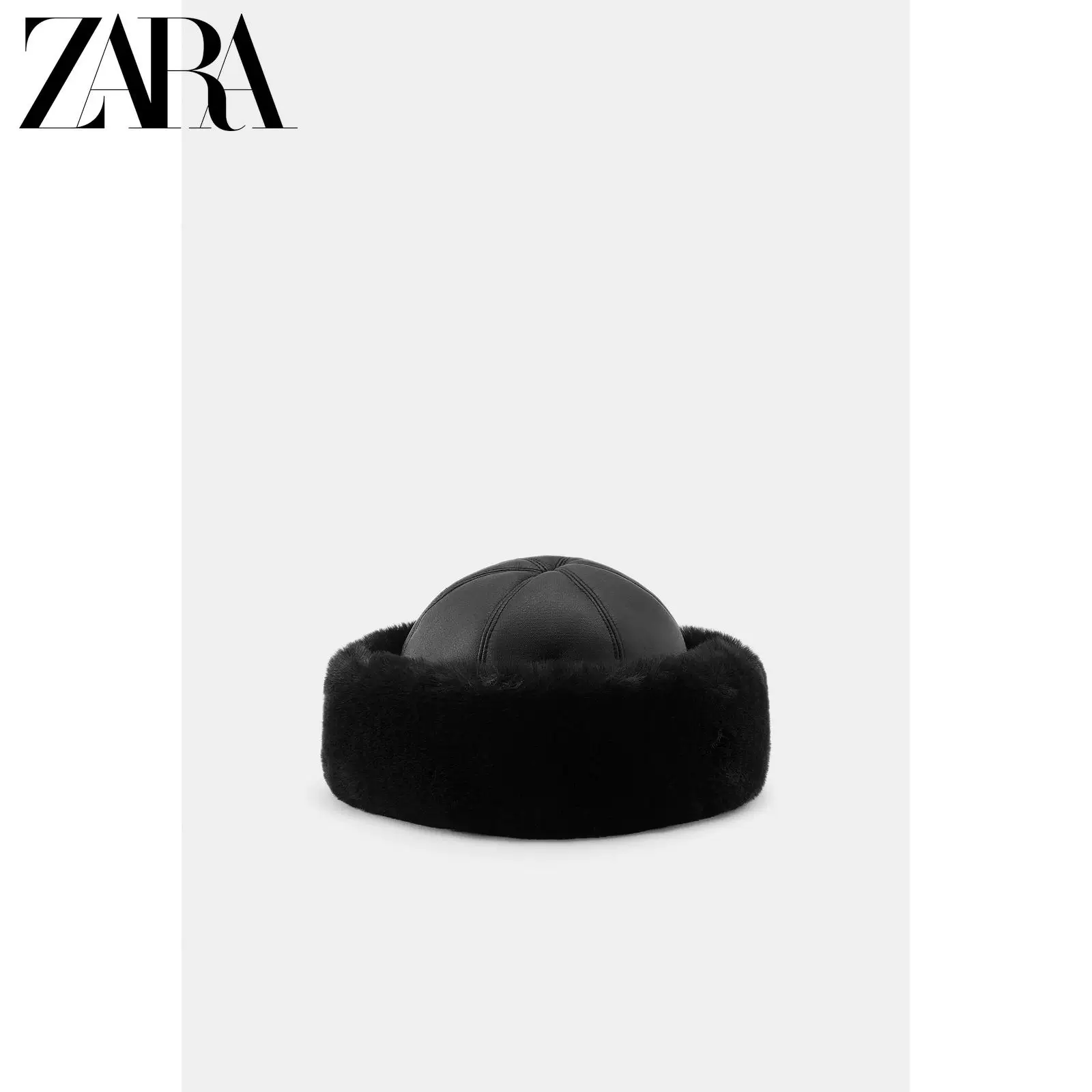 ZARA 2025 Зимнее новое поступление женская двусторонняя шуба-эффект шапка 3920947 800