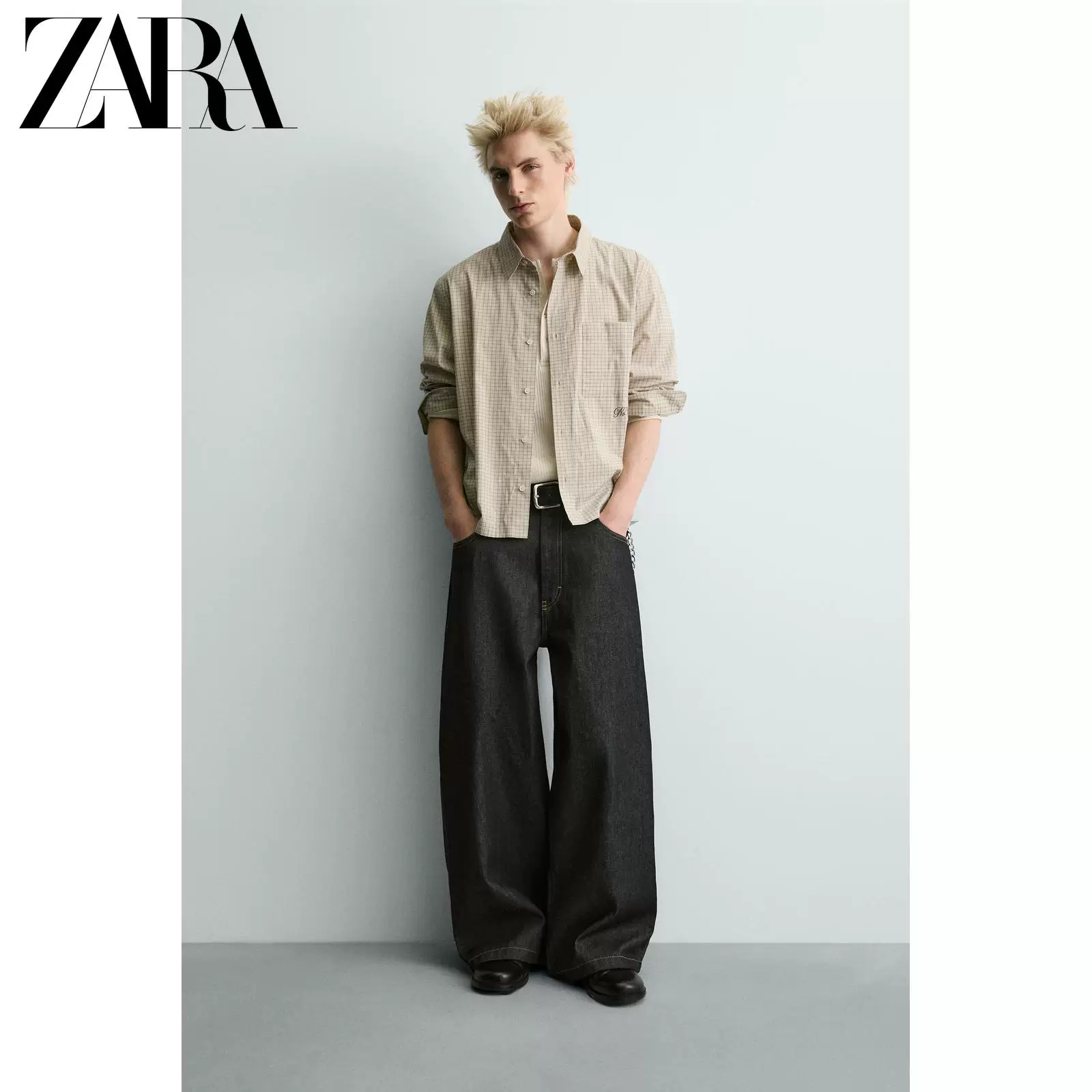 ZARA 2026 Spring and Summer New Arrivals Men's Loose Cupid Print Embroidered Plaid Shirt 1195401 712