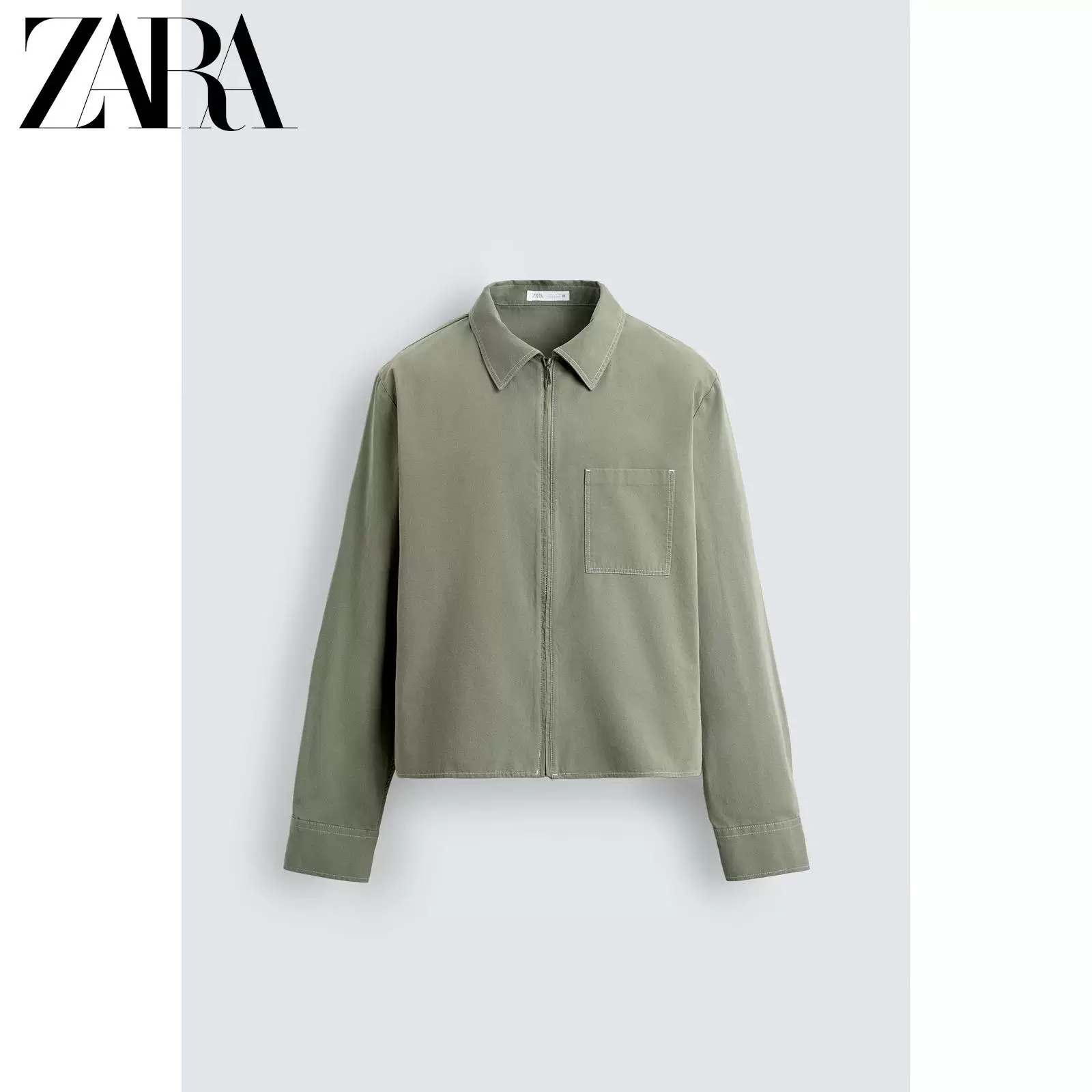 ZARA 2026 весенне-летние новинки Мужская куртка-рубашка с молнией из хлопка, короткий рукав, длинный рукав, артикул 4209400 500