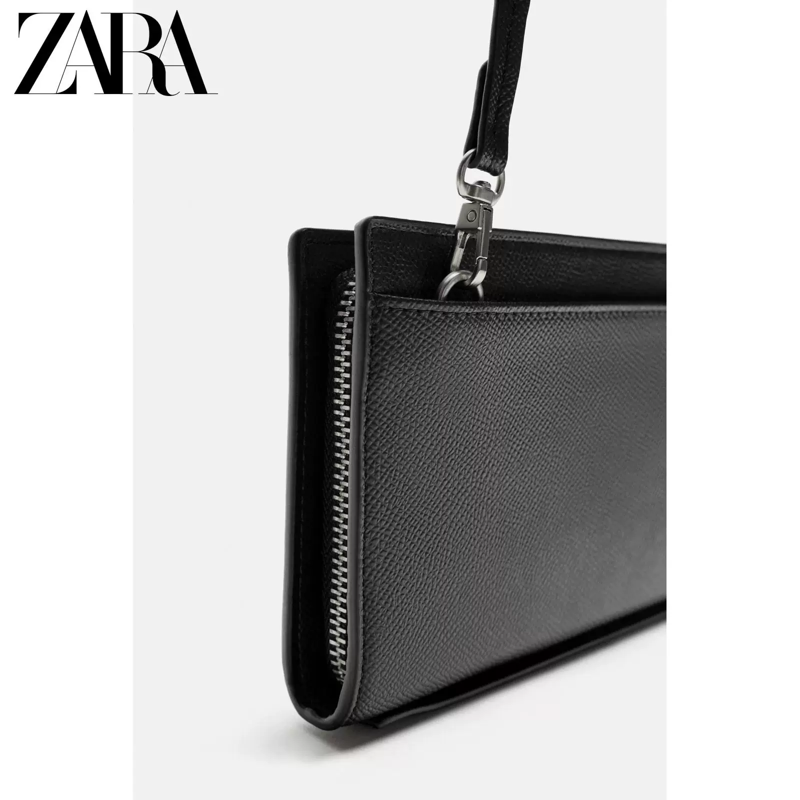 ZARA 2025 Летние новые товары Мужская сумка черная рельефная отделка через плечо сумка кошелек 3809620 800
