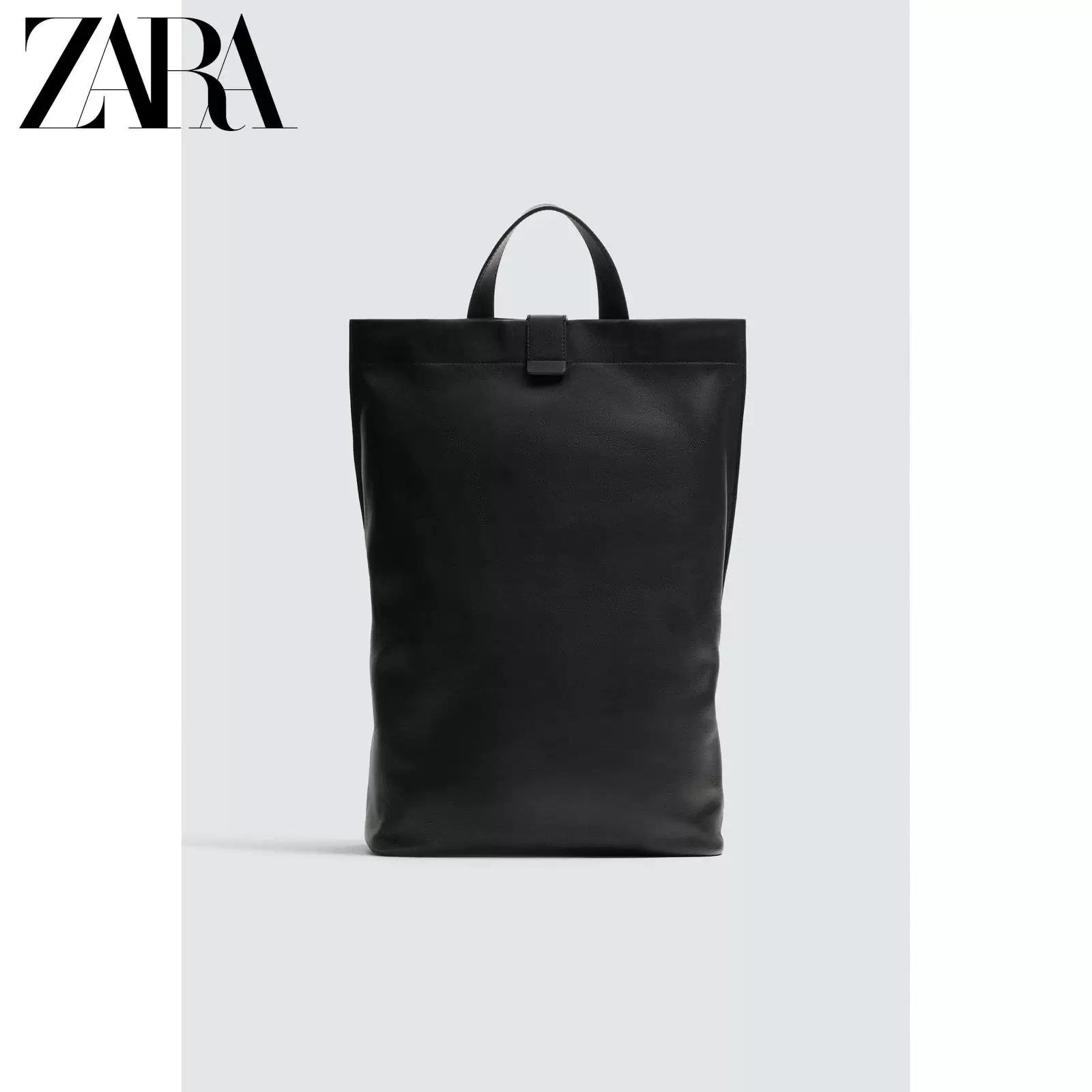 ZARA 2026 весна/лето новая коллекция мужская сумка черный кожаная с липучкой ручная 3205720 800