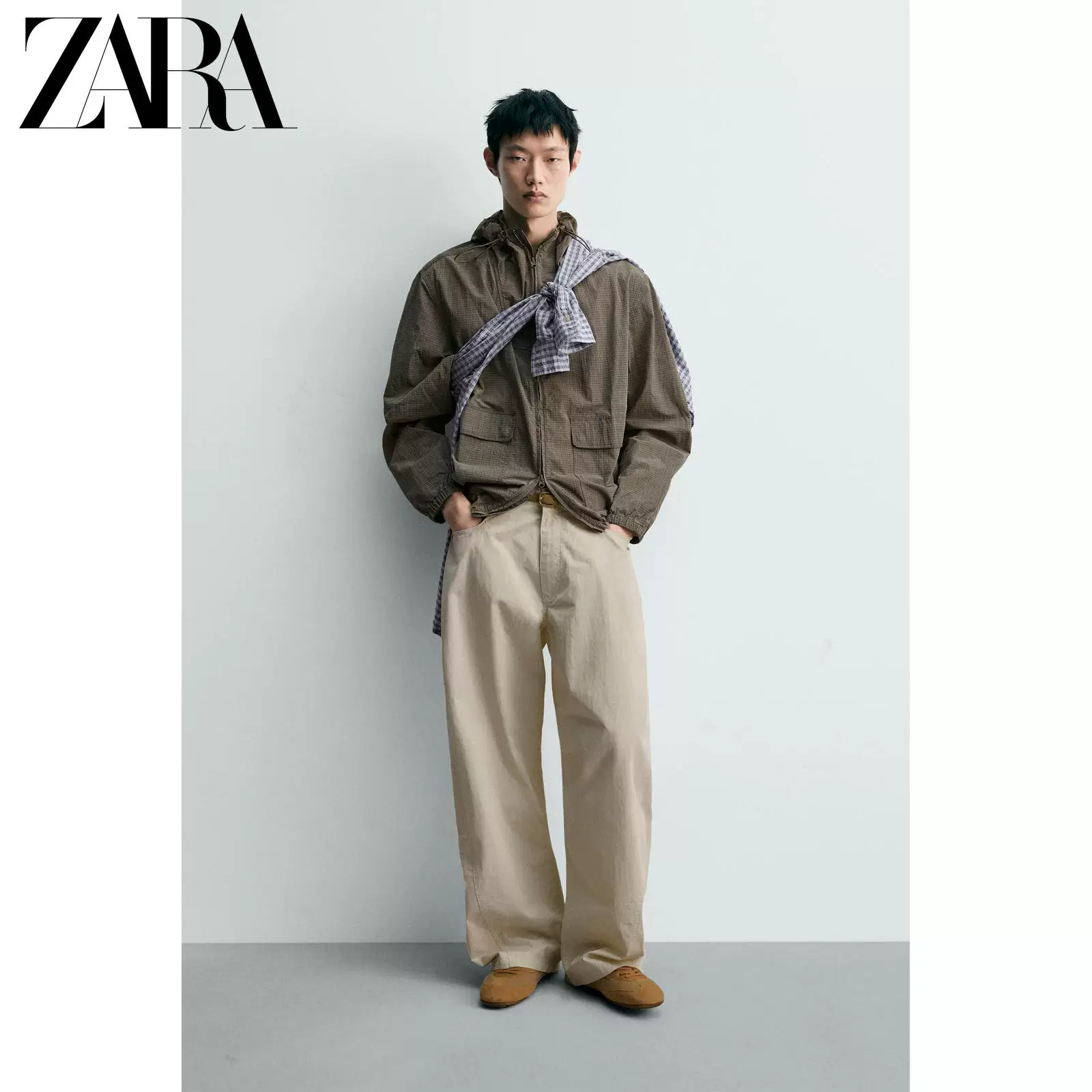 ZARA 2026 весна-лето новые поступления мужская куртка с капюшоном из ткани rip-proof техническая куртка 8281602 731