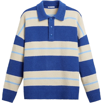 ZARA24 printemps new pints clothing casual streaks knitted long sleeves POLO sweater 5536404400