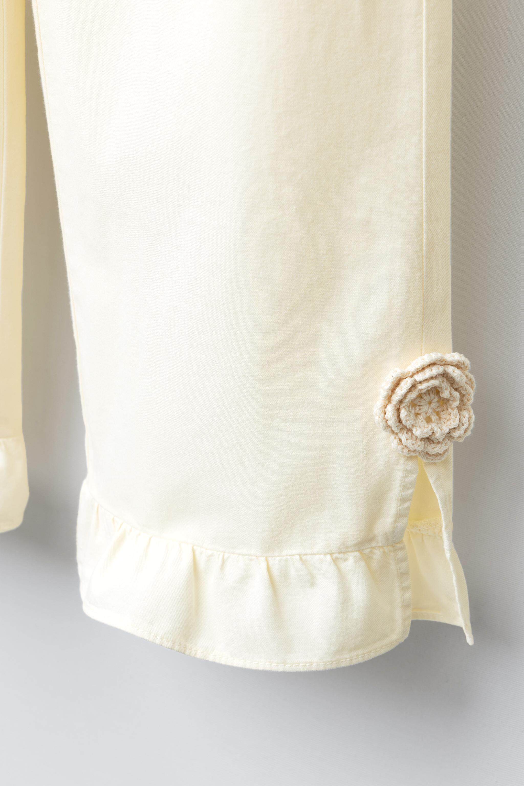 ZARA Скидка время года ребятишки девочки Слой вязание крючком цветы Украсить брюки Саб 6191716 712 ZARA 