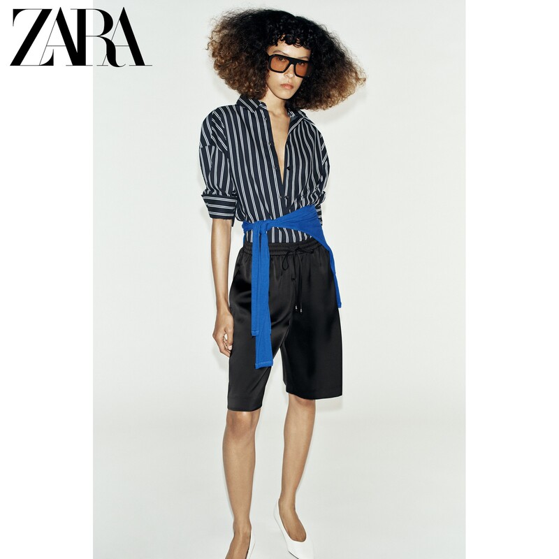 Zara2026 New Autumn Products Women's High-Waisted Lace-Up Satin Long Casual Shorts 7797812 800 Zara2026 New Autumn Products Women's High-Waisted Lace-Up Satin Long Casual Shorts 7797812 800