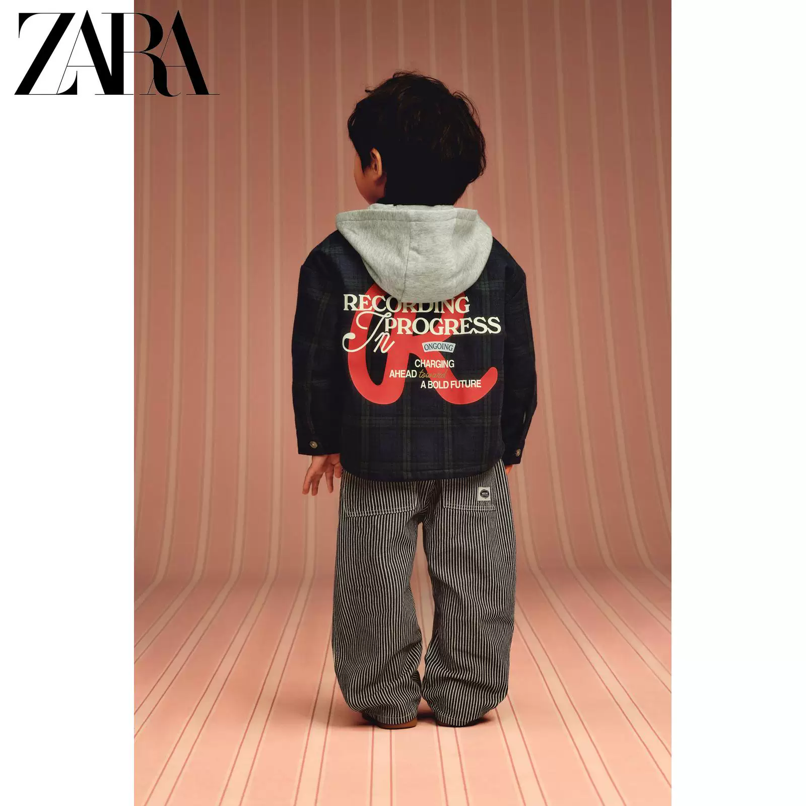 ZARA [скидка мужские детские куртка в клетку с капюшоном 6096507 401]