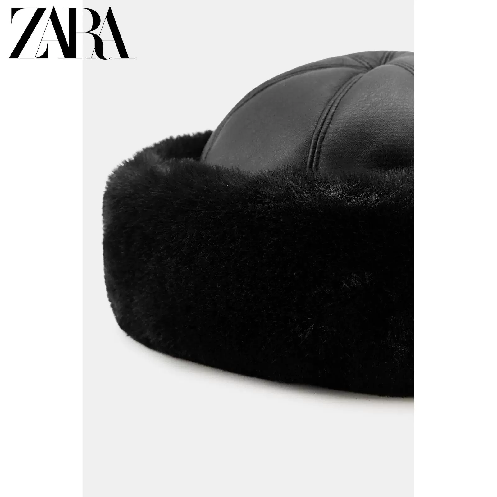 ZARA 2025 Зимнее новое поступление женская двусторонняя шуба-эффект шапка 3920947 800