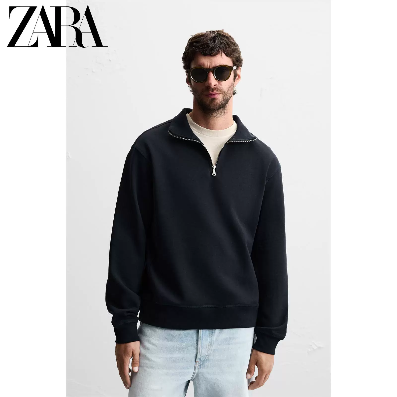 ZARA 2025 Осень новые товары мужской базовый свитшот с половинным молнием прямой силуэт 6462311 401