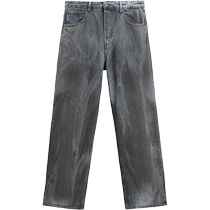 ZARA 2024 autumn and winter new products mens loose cotton colored decorative layer washed casual jeans 0840319