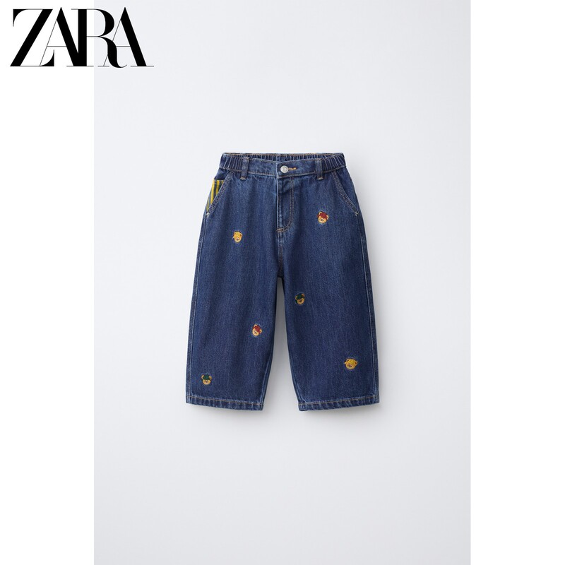 Zara2026 Autumn New Collection Baby Boys Bear Embroidery Balloon Style Jeans 4441662 405