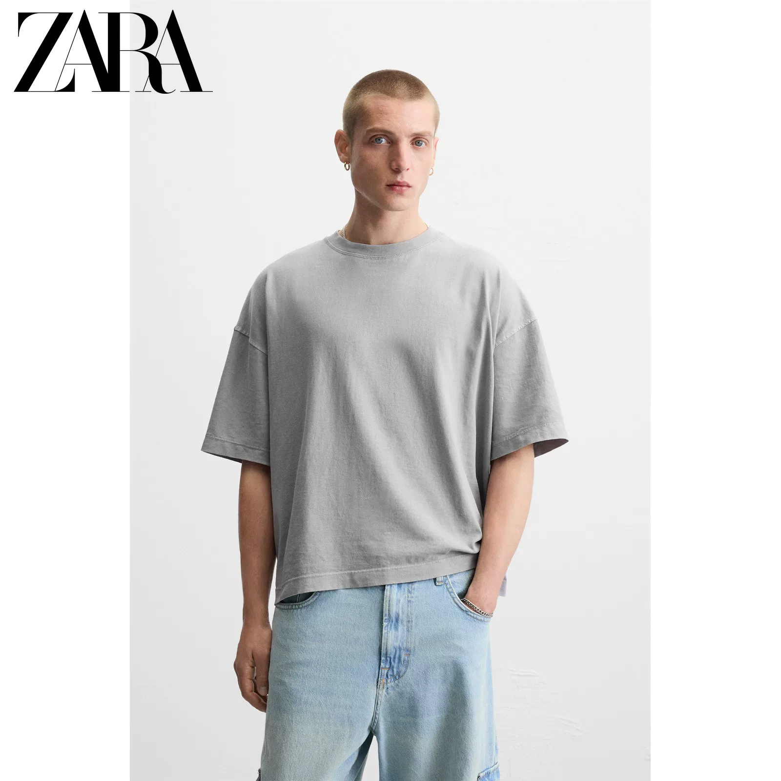 ZARA Сезонная распродажа мужская бокс-фит многокрасная футболка с коротким рукавом и круглым вырезом 6462400