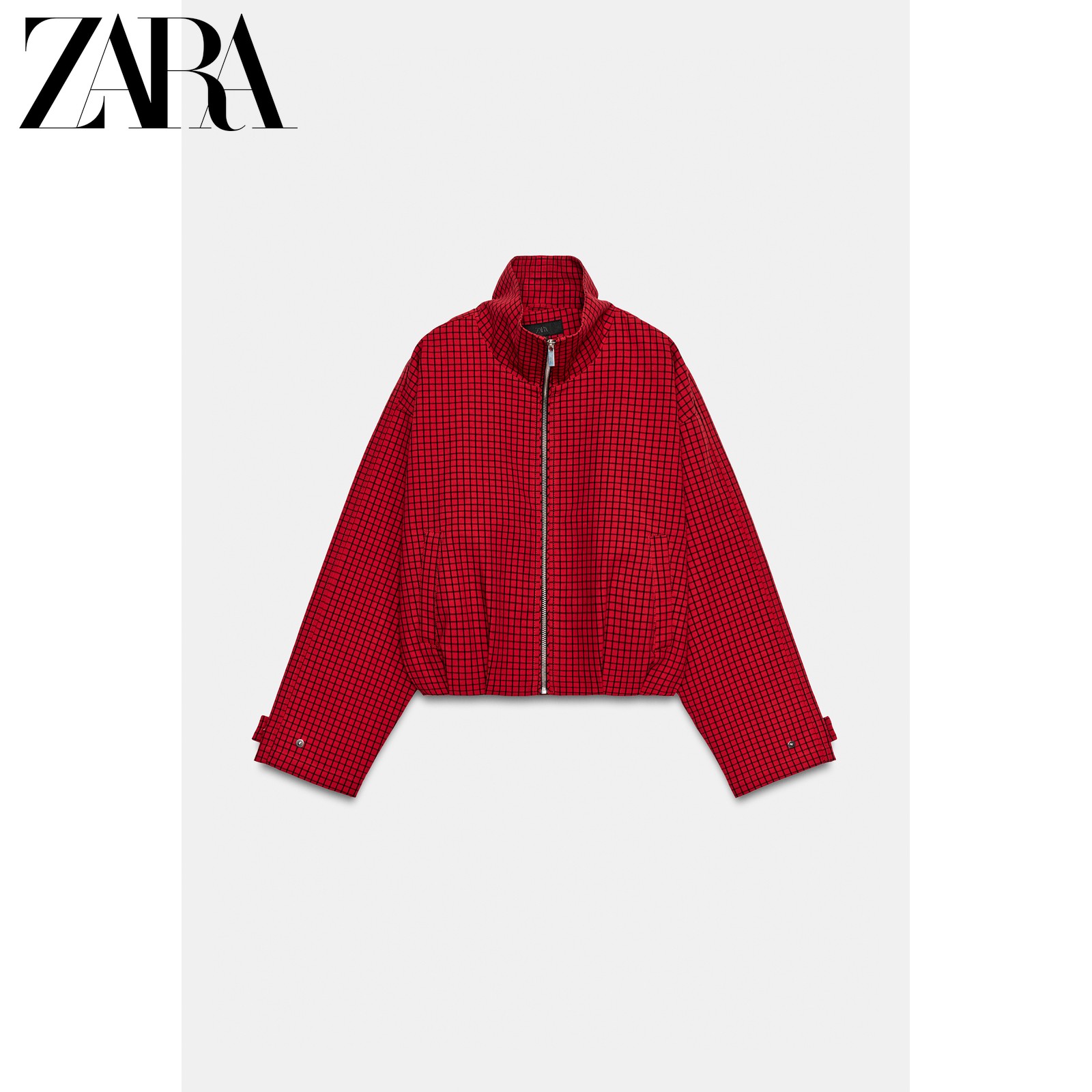 Осенние новинки ZARA2026, женская клетчатая куртка-бомбер с длинными рукавами и воротником-стойкой, куртка-бомбер 6318268 600 Изображение 1