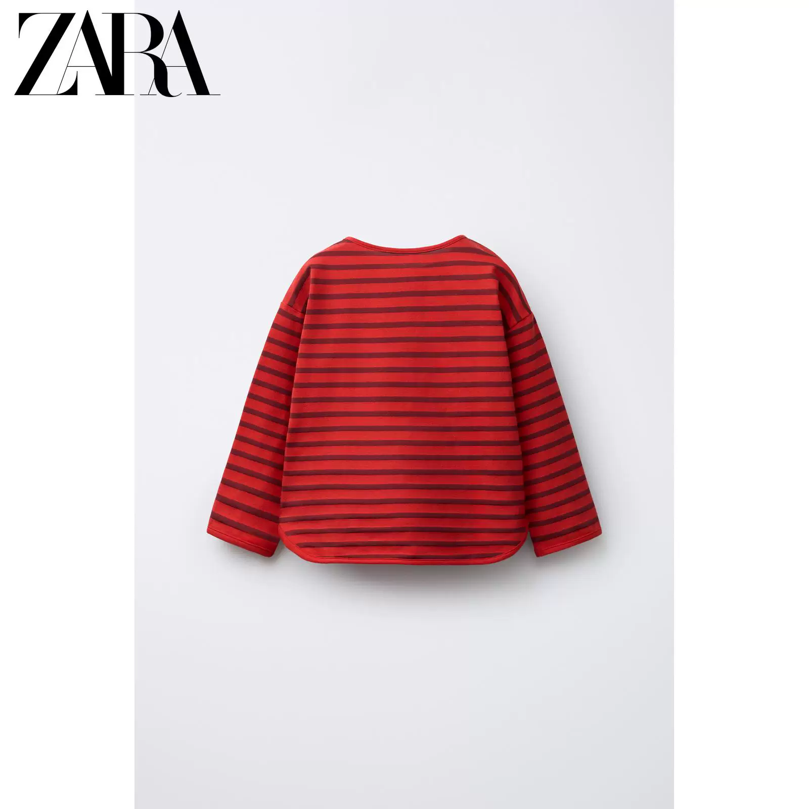 ZARA [2026春夏新品 女婴幼童 红色刺绣饰条纹长袖T恤 1716166 665]