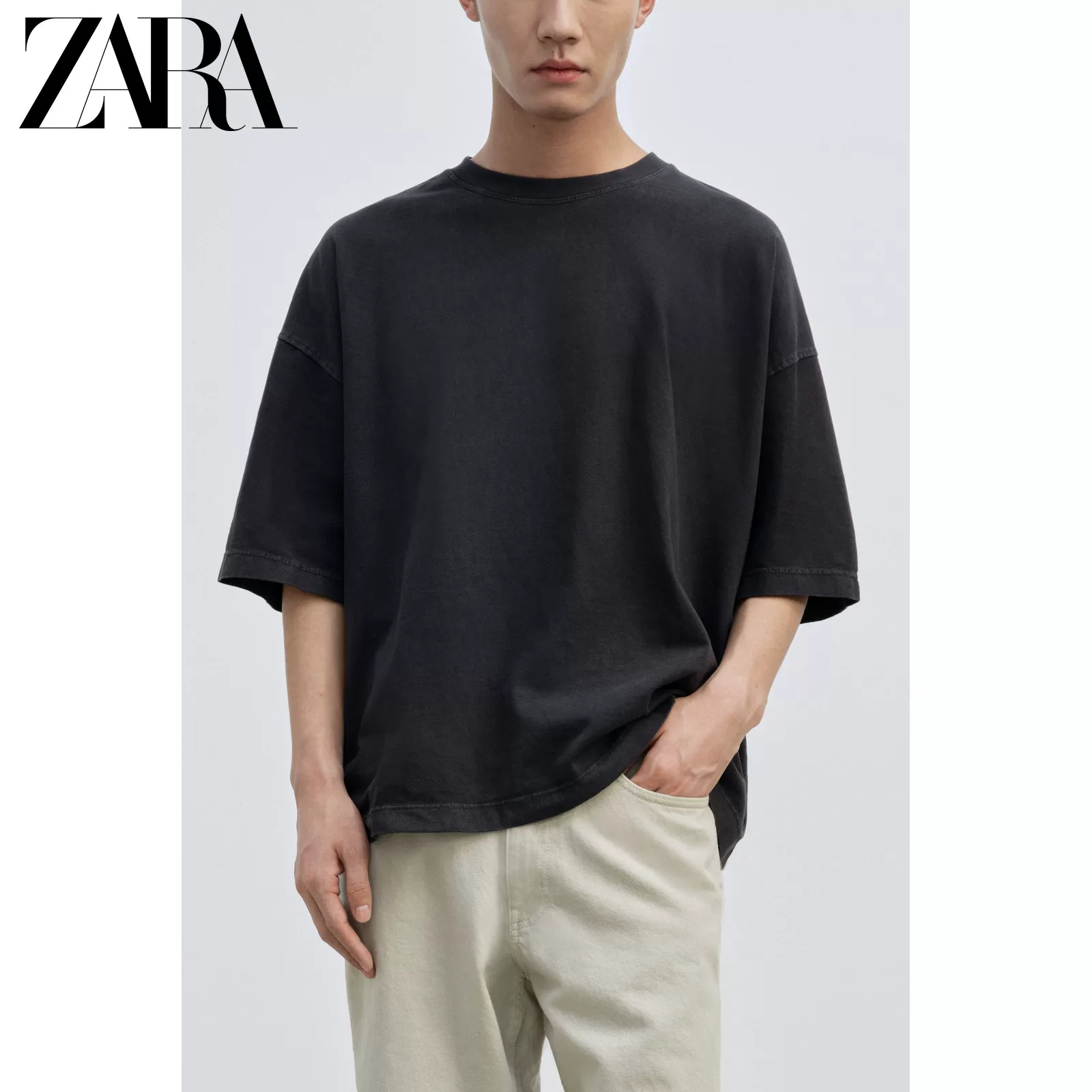 ZARA Сезонная распродажа мужская бокс-фит многокрасная футболка с коротким рукавом и круглым вырезом 6462400